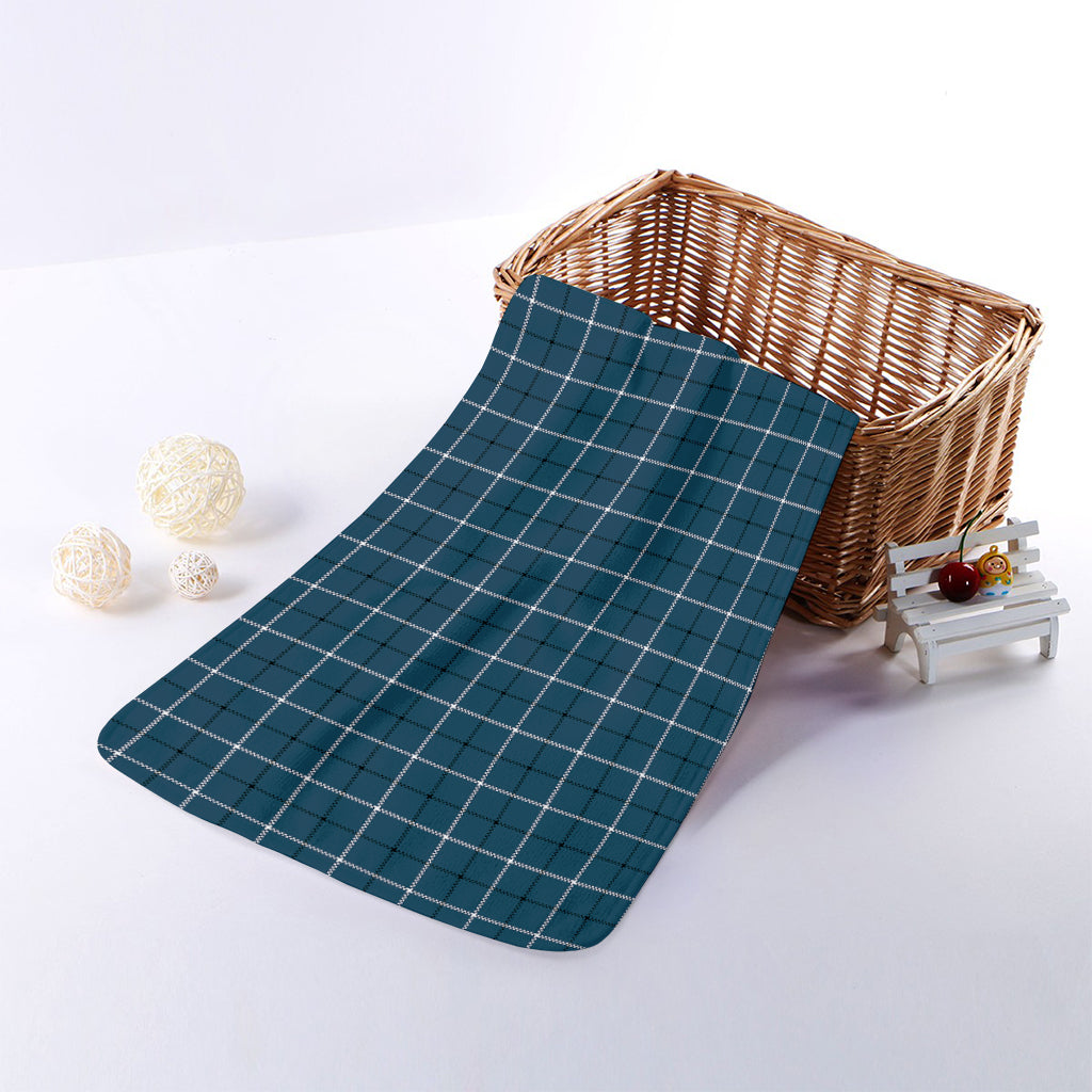 Deep Blue Tattersall Pattern Print Towel