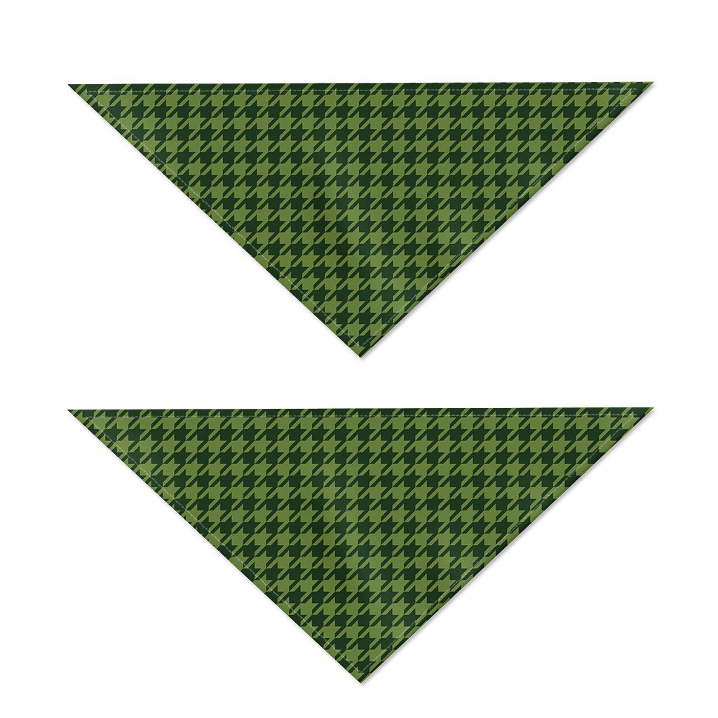 Deep Green Houndstooth Pattern Print Dog Bandana