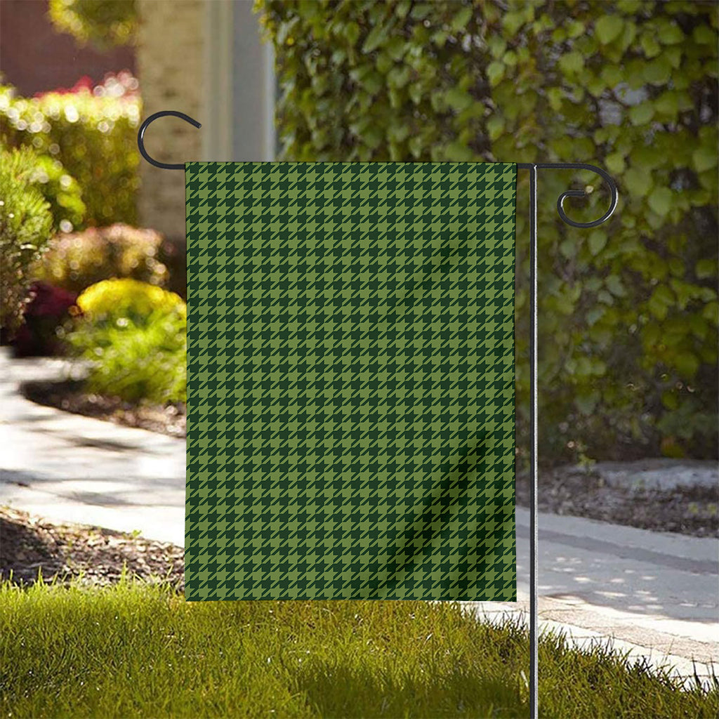 Deep Green Houndstooth Pattern Print House Flag