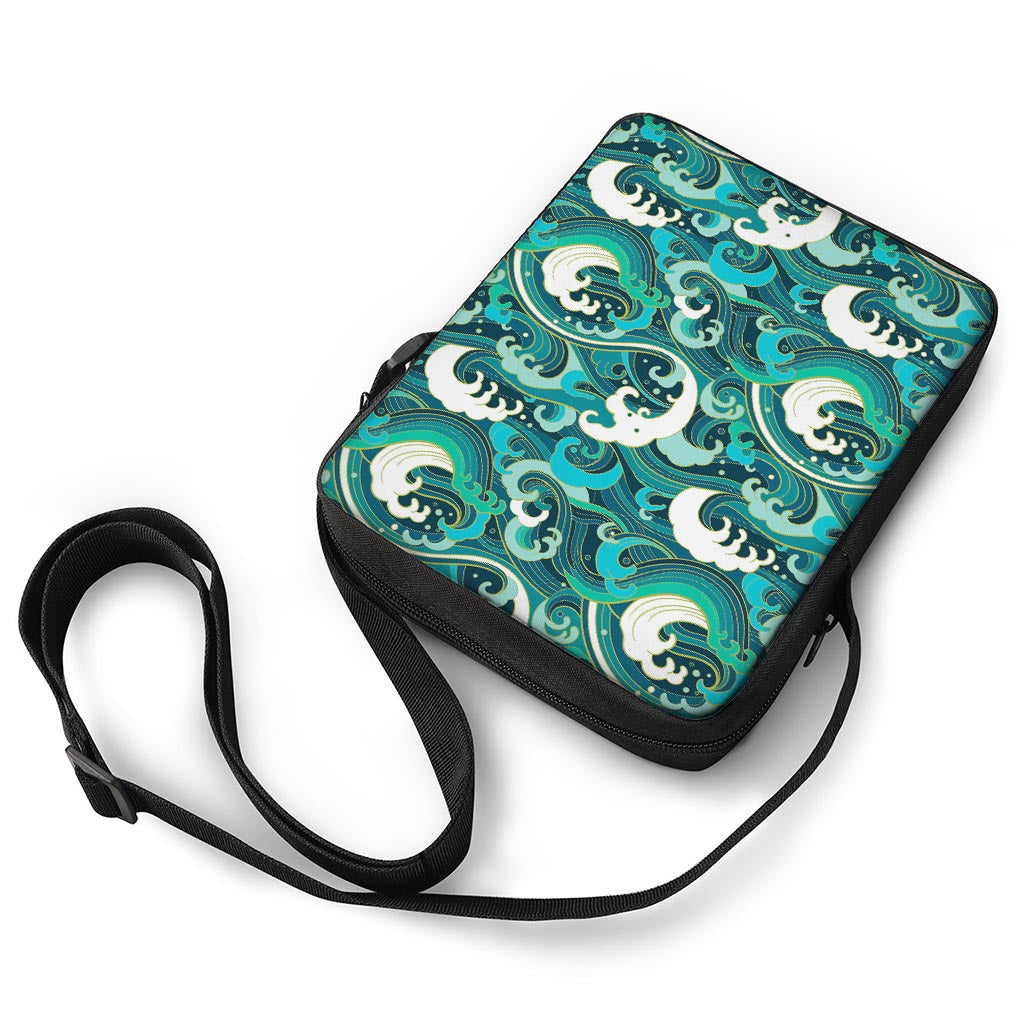 Deep Sea Wave Surfing Pattern Print Rectangular Crossbody Bag