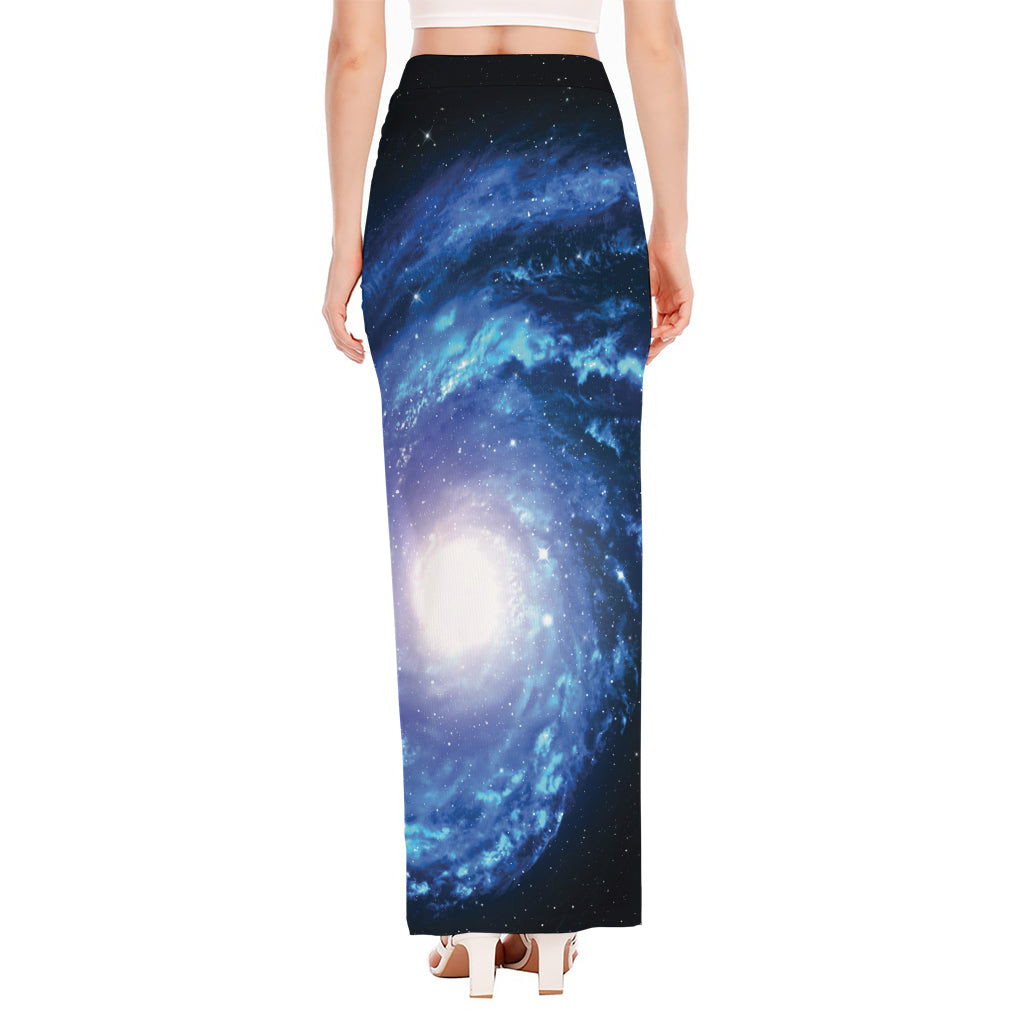 Deep Space Milky Way Print High Slit Maxi Skirt