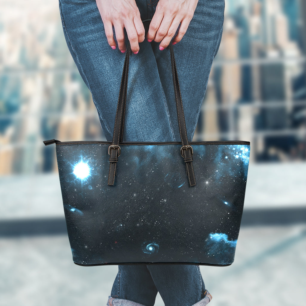 Deep Space Print Leather Tote Bag