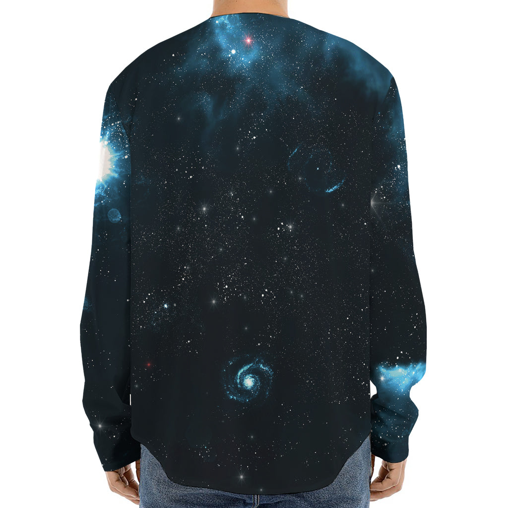 Deep Space Print Long Sleeve Baseball Jersey