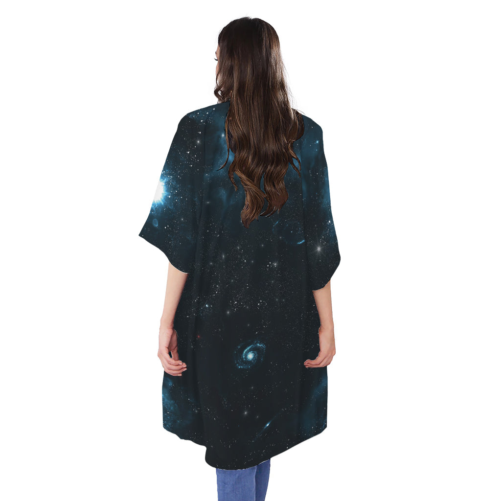 Deep Space Print Open Front Beach Cover Up