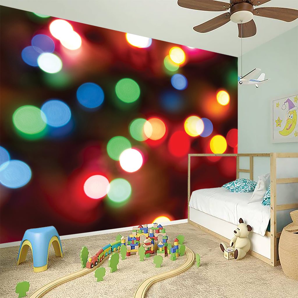Defocused Christmas Lights Print Wall Sticker