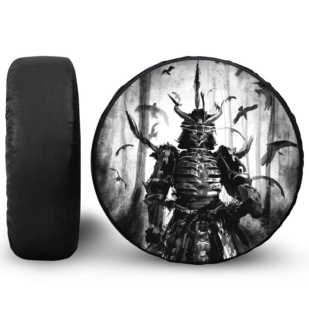 Demon Samurai Print Leather Spare Tire Cover