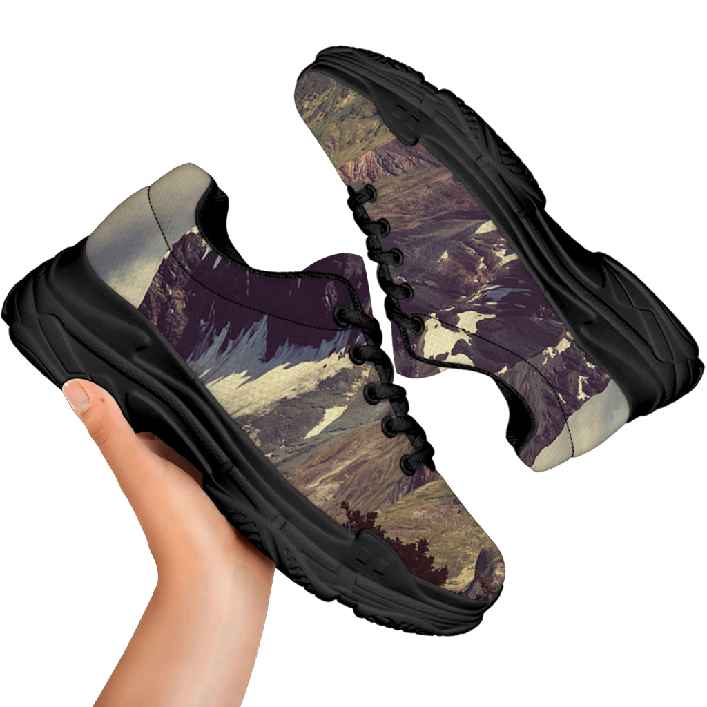Denali Mountain Print Black Chunky Shoes