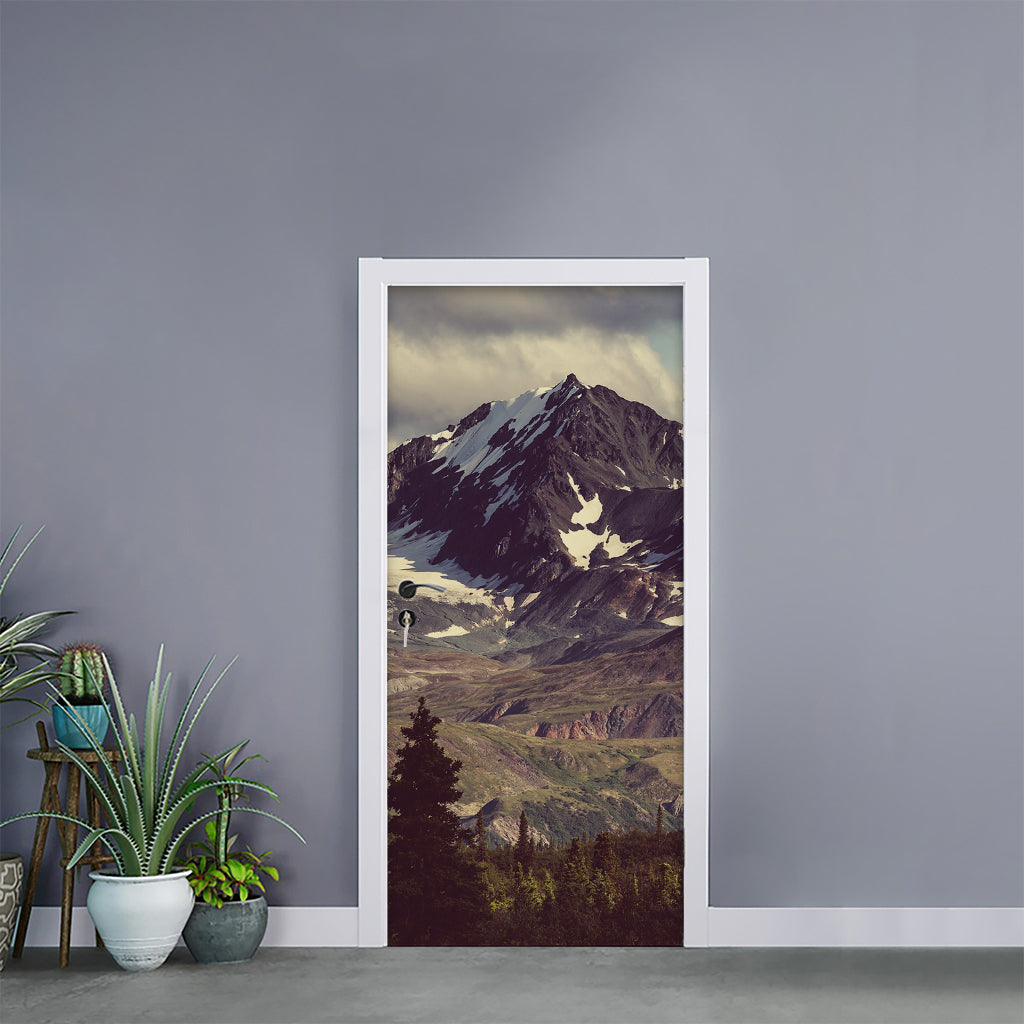 Denali Mountain Print Door Sticker