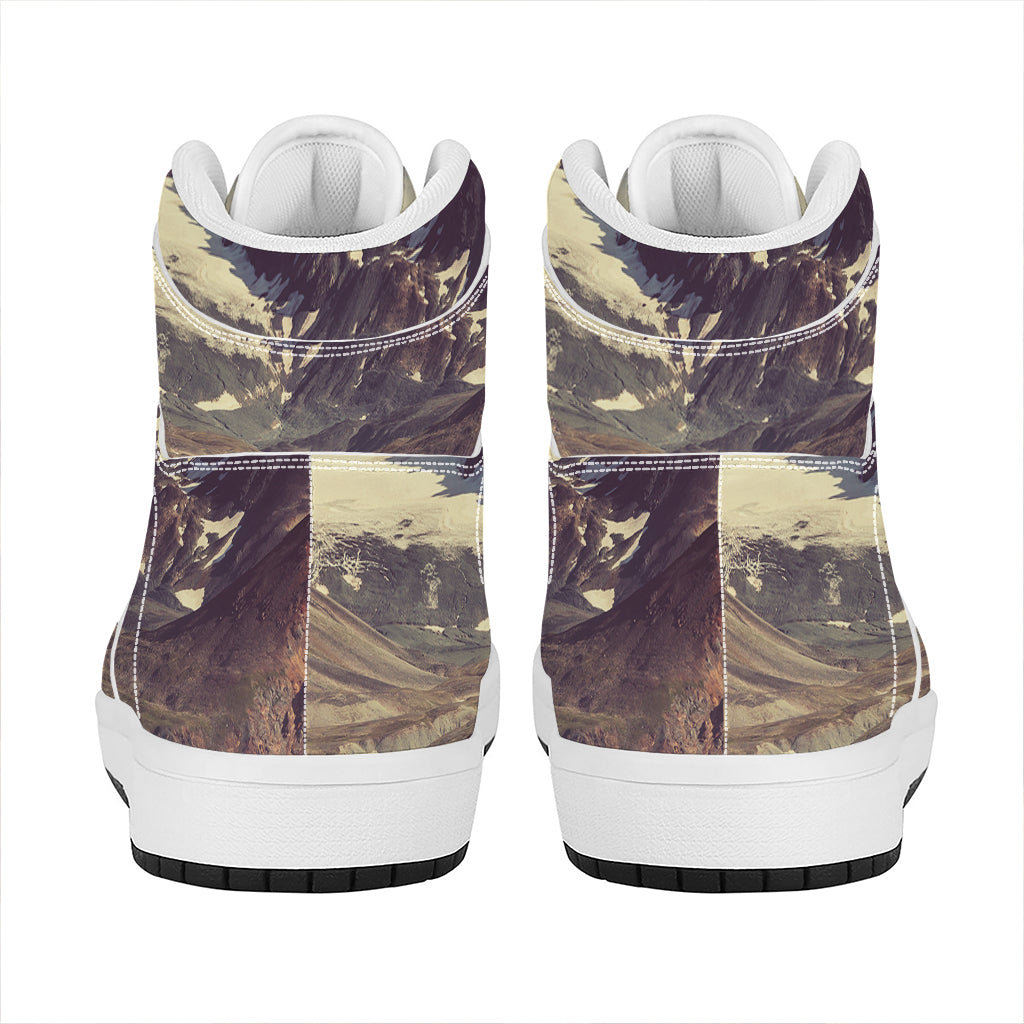 Denali Mountain Print High Top Leather Sneakers