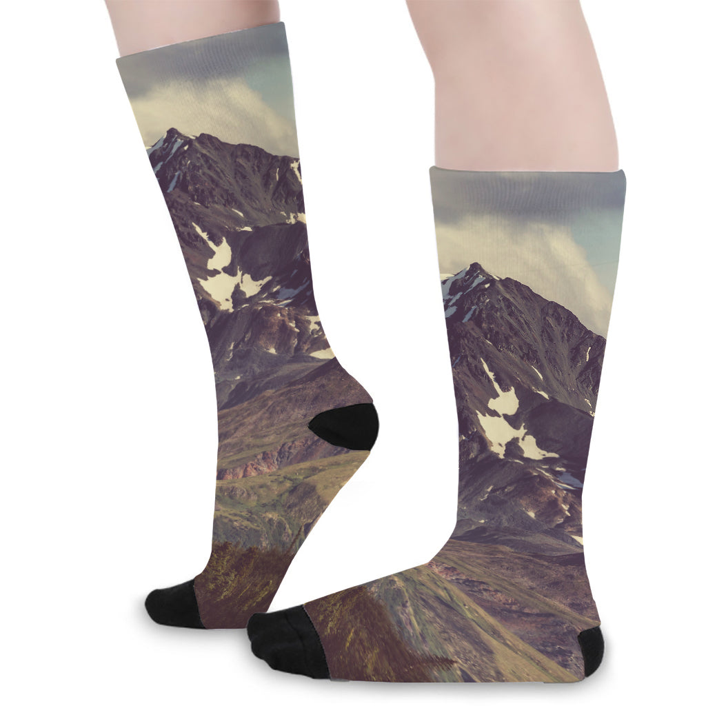 Denali Mountain Print Long Socks