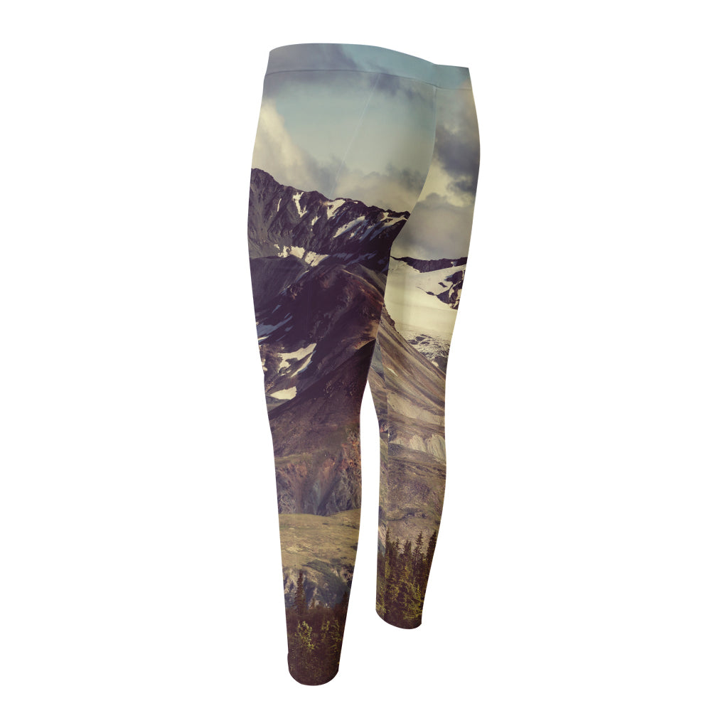 Denali Mountain Print Men's Compression Pants