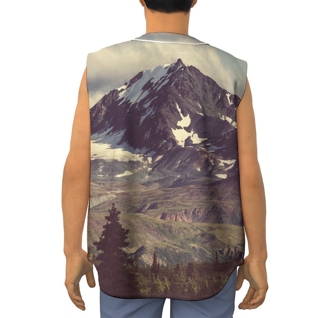 Denali Mountain Print Sleeveless Baseball Jersey