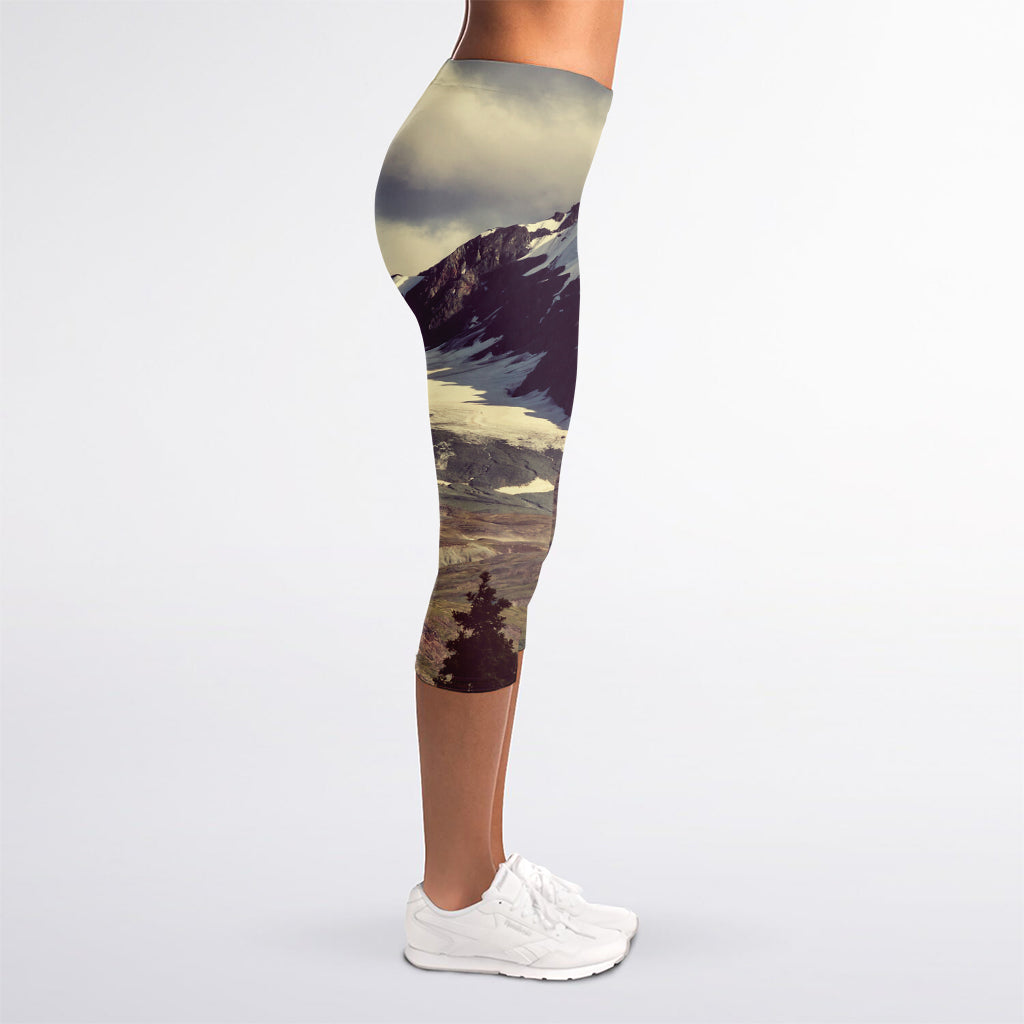 Denali Mountain Print Women's Capri Leggings