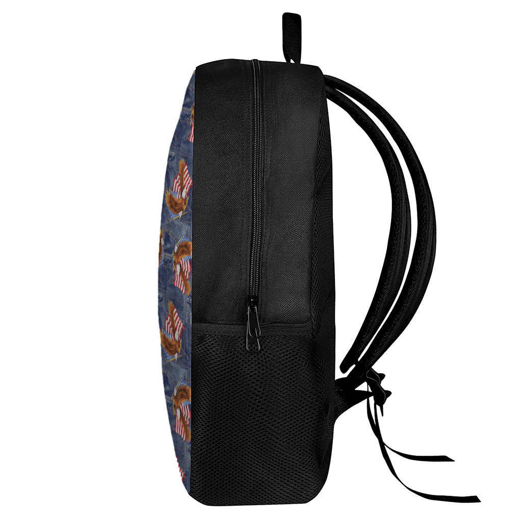 Denim American Eagle Pattern Print 17 Inch Backpack