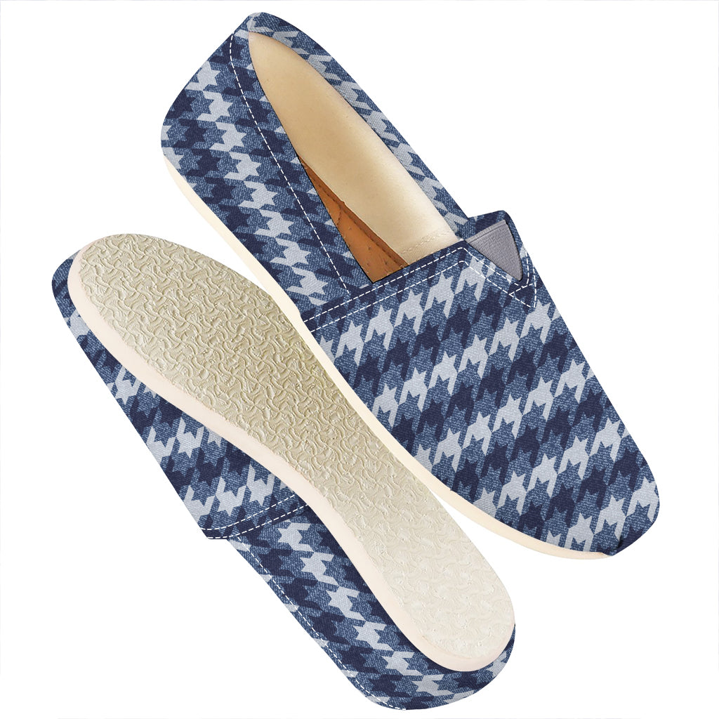 Denim Houndstooth Pattern Print Casual Shoes