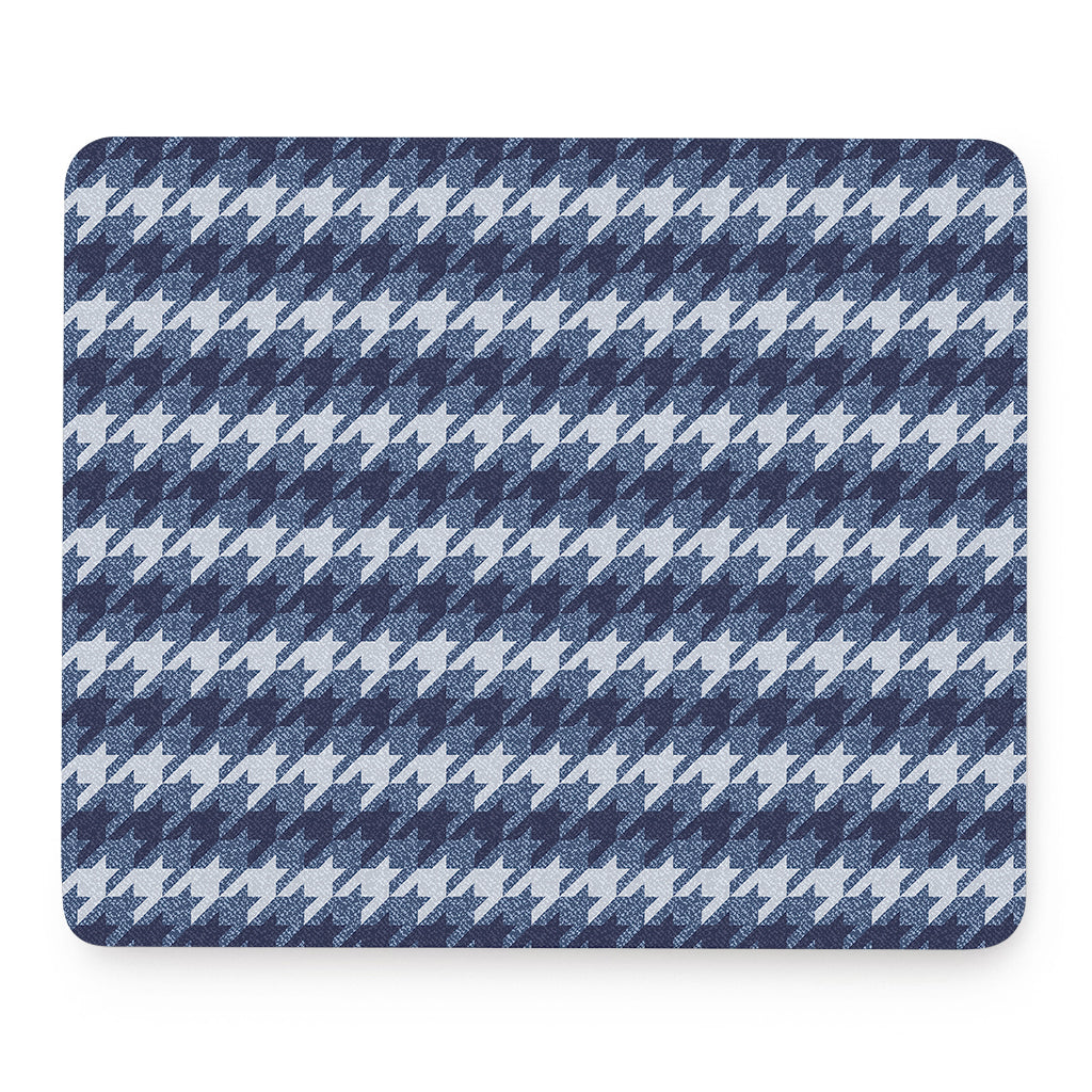 Denim Houndstooth Pattern Print Mouse Pad