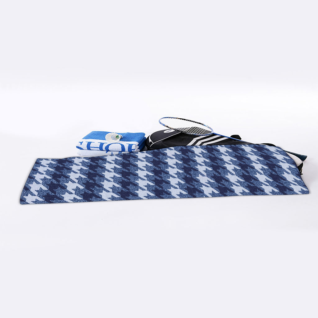 Denim Houndstooth Pattern Print Sports Towel