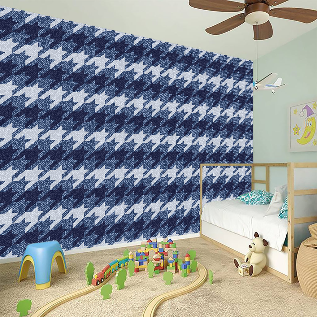 Denim Houndstooth Pattern Print Wall Sticker
