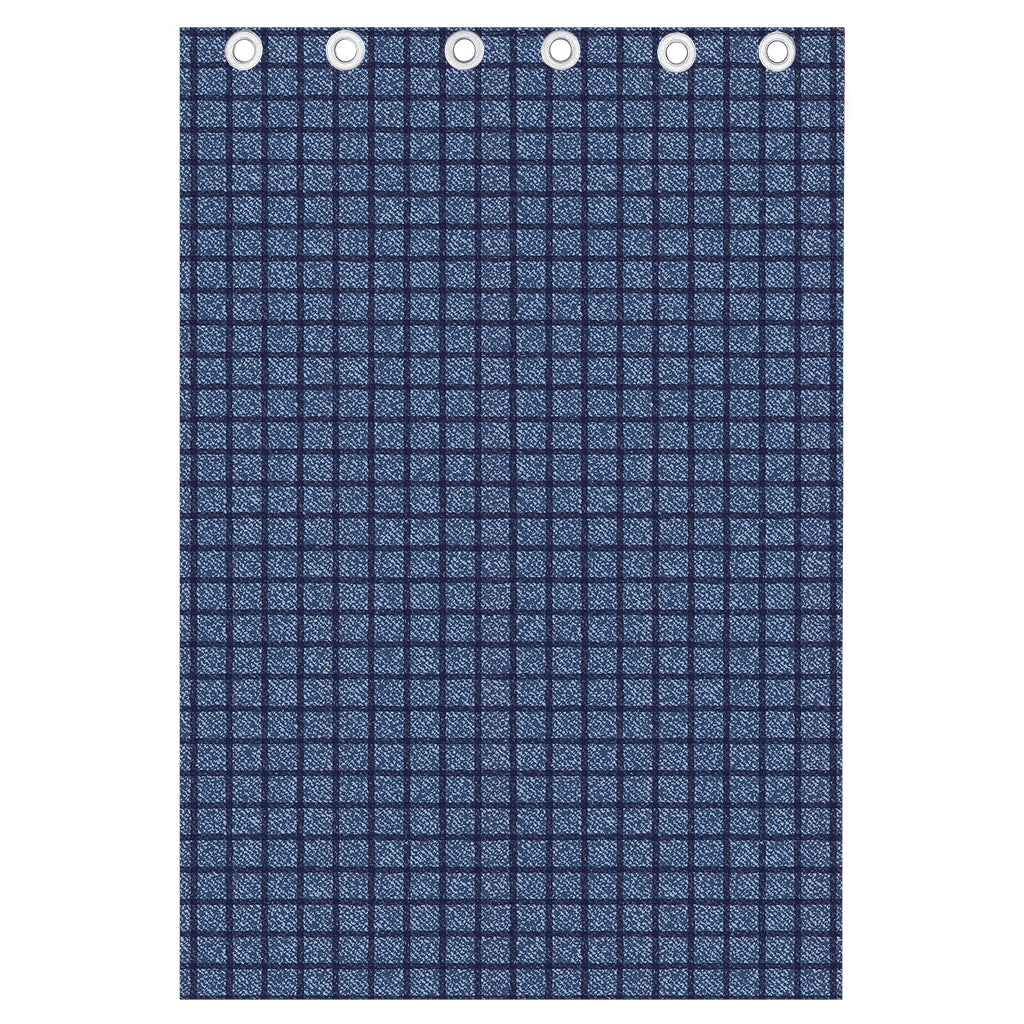 Denim Windowpane Pattern Print Curtain
