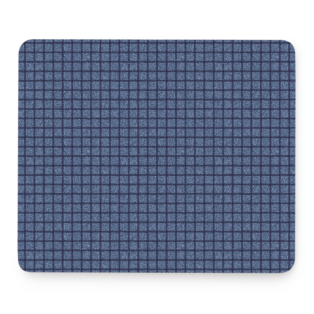 Denim Windowpane Pattern Print Mouse Pad