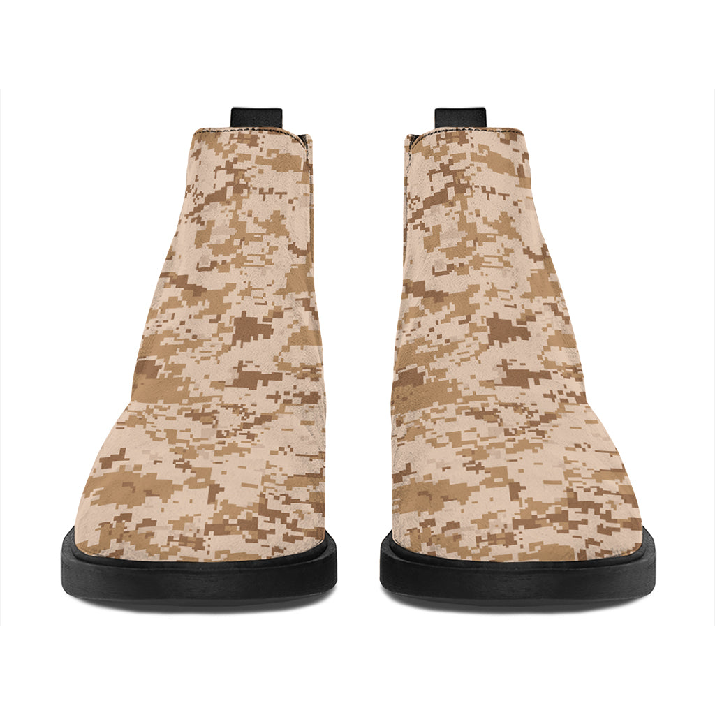 Desert Digital Camo Pattern Print Flat Ankle Boots