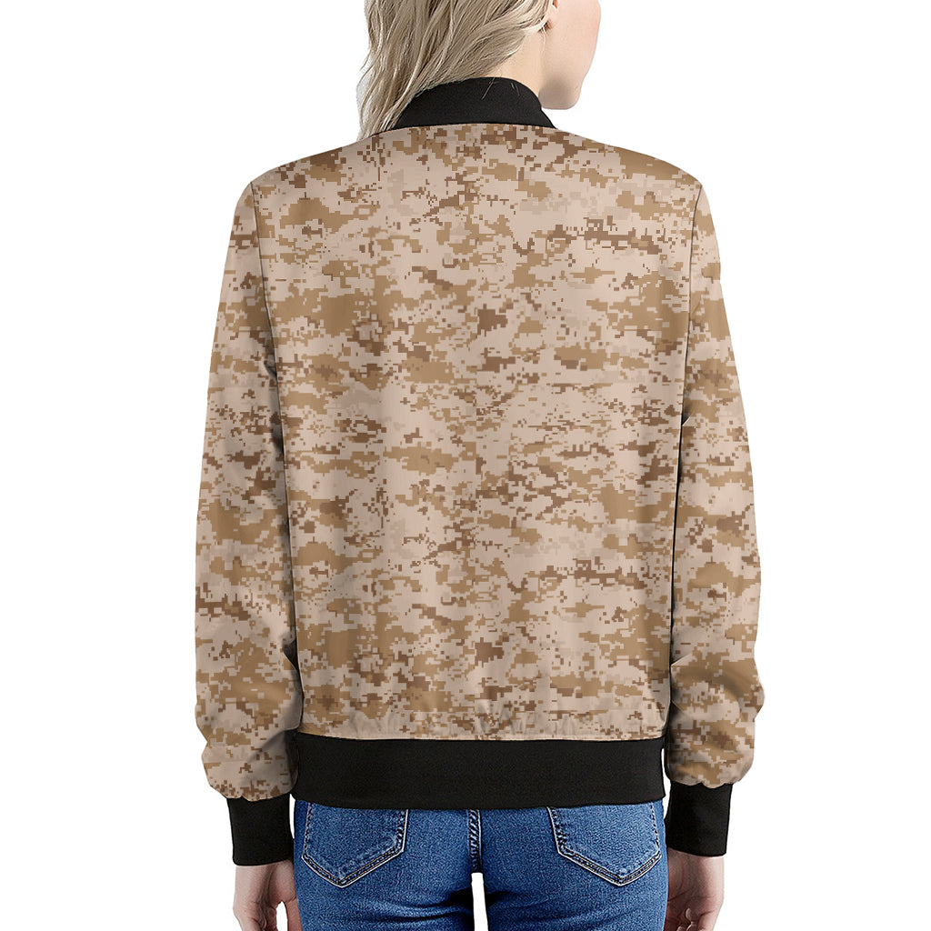 Desert Digital Camo Pattern Print Women's Bomber Jacket