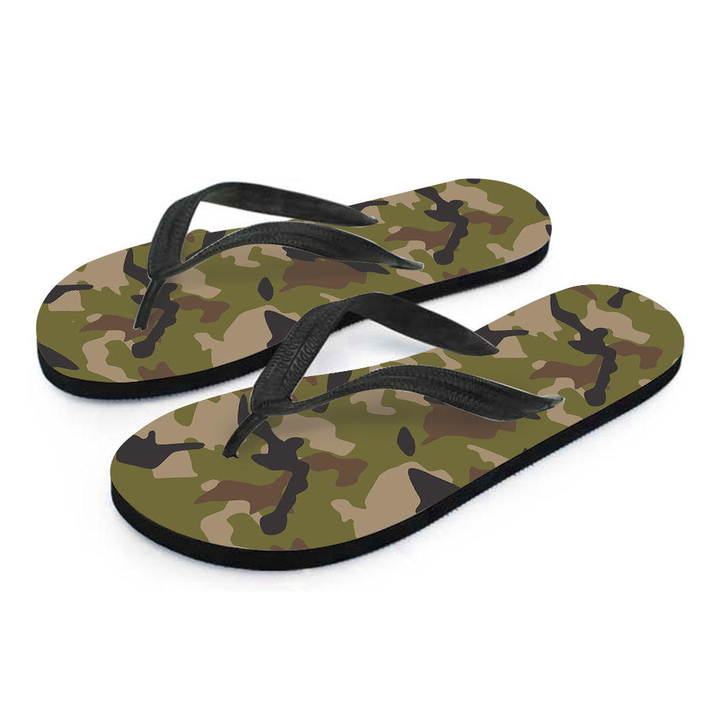 Desert Green Camouflage Print Flip Flops