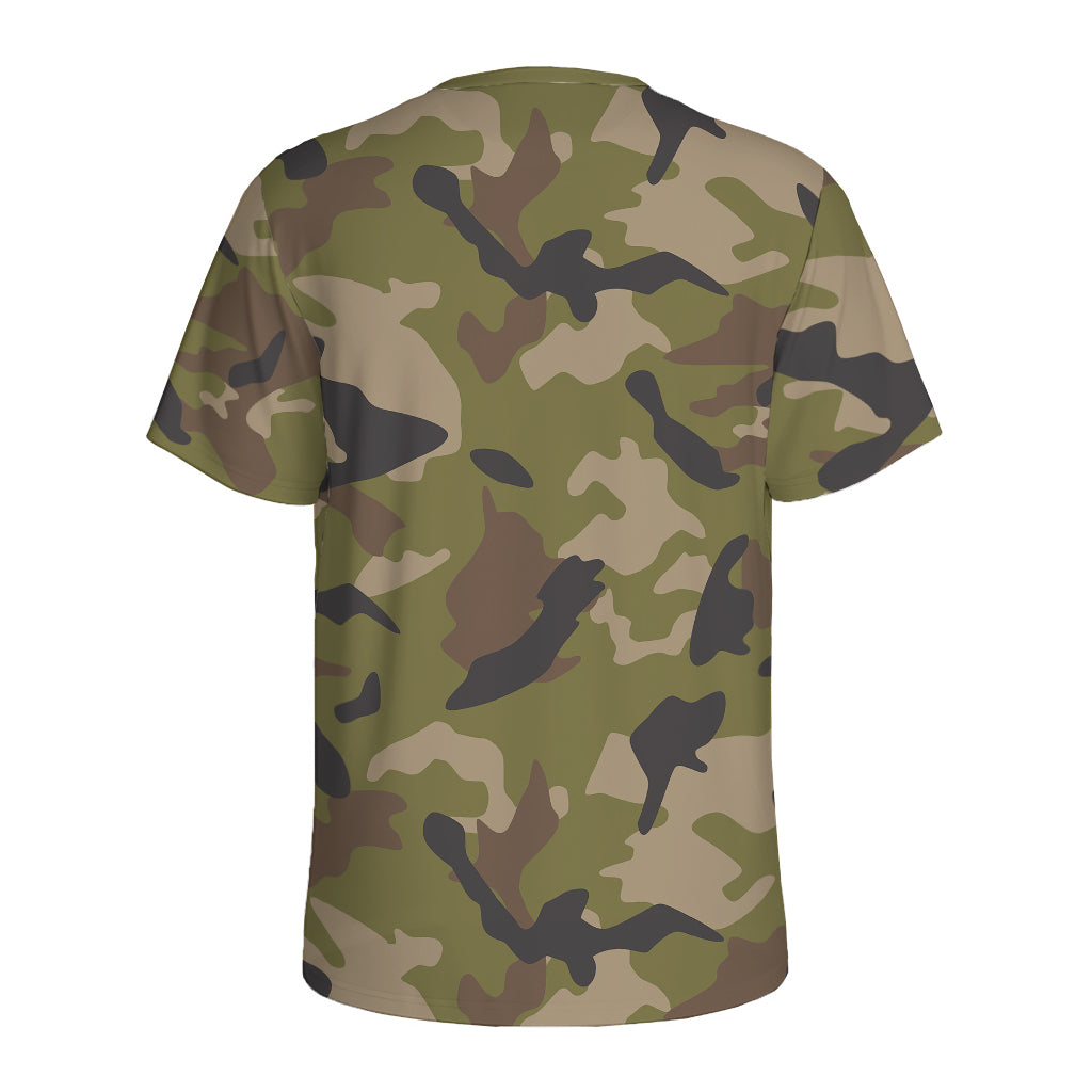 Desert Green Camouflage Print Men's Sports T-Shirt