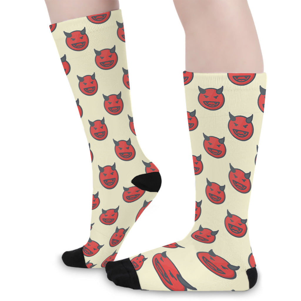 Devil Emoji Pattern Print Long Socks