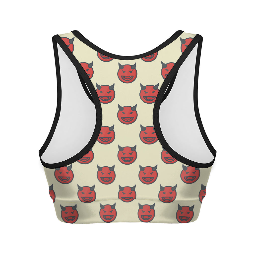 Devil Emoji Pattern Print Women's Sports Bra
