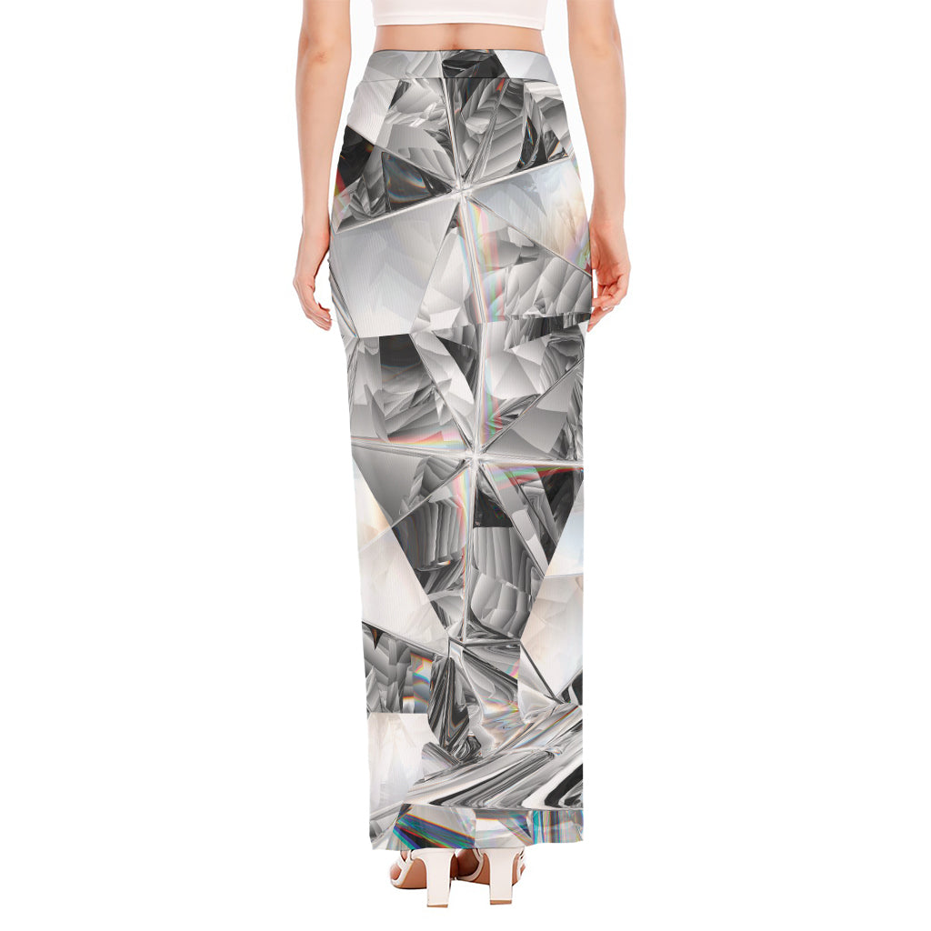 Diamond Artwork Print High Slit Maxi Skirt