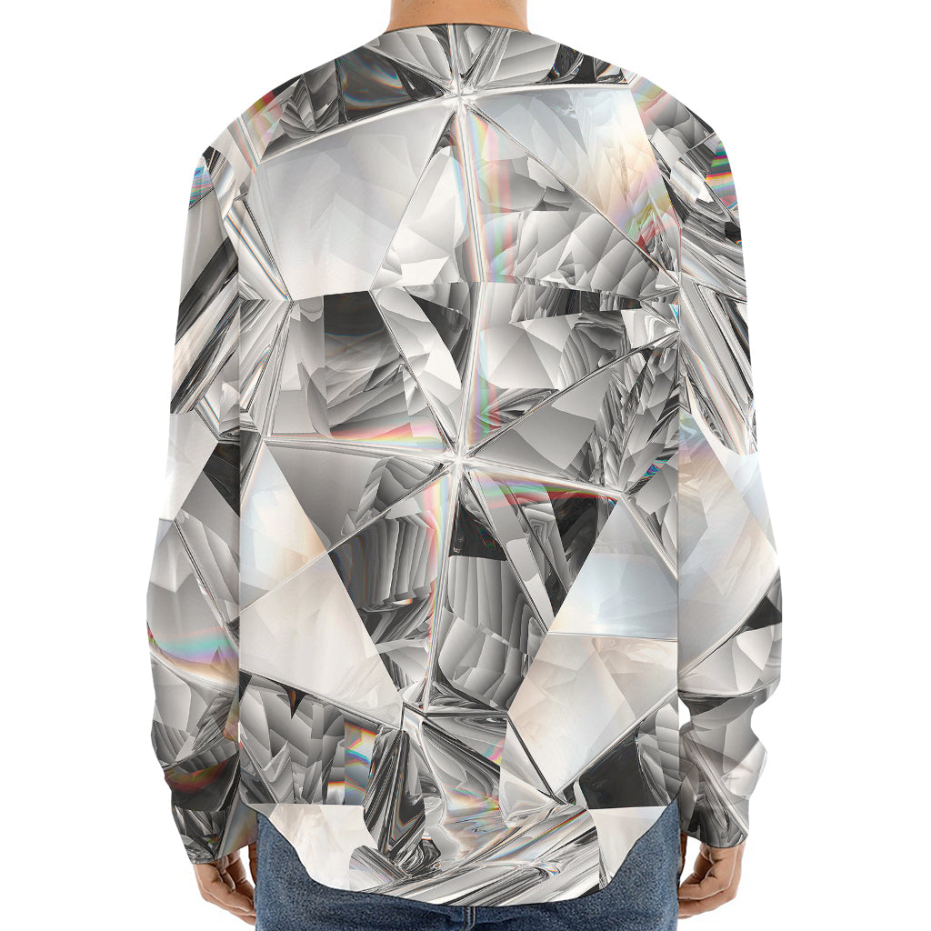 Diamond Artwork Print Long Sleeve Baseball Jersey