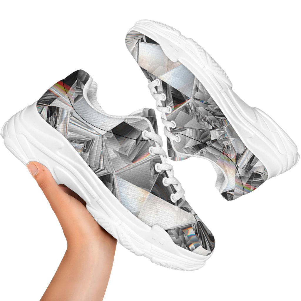 Diamond Artwork Print White Chunky Shoes