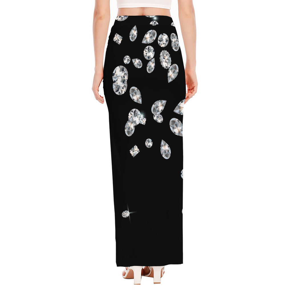 Diamond Gems Print High Slit Maxi Skirt