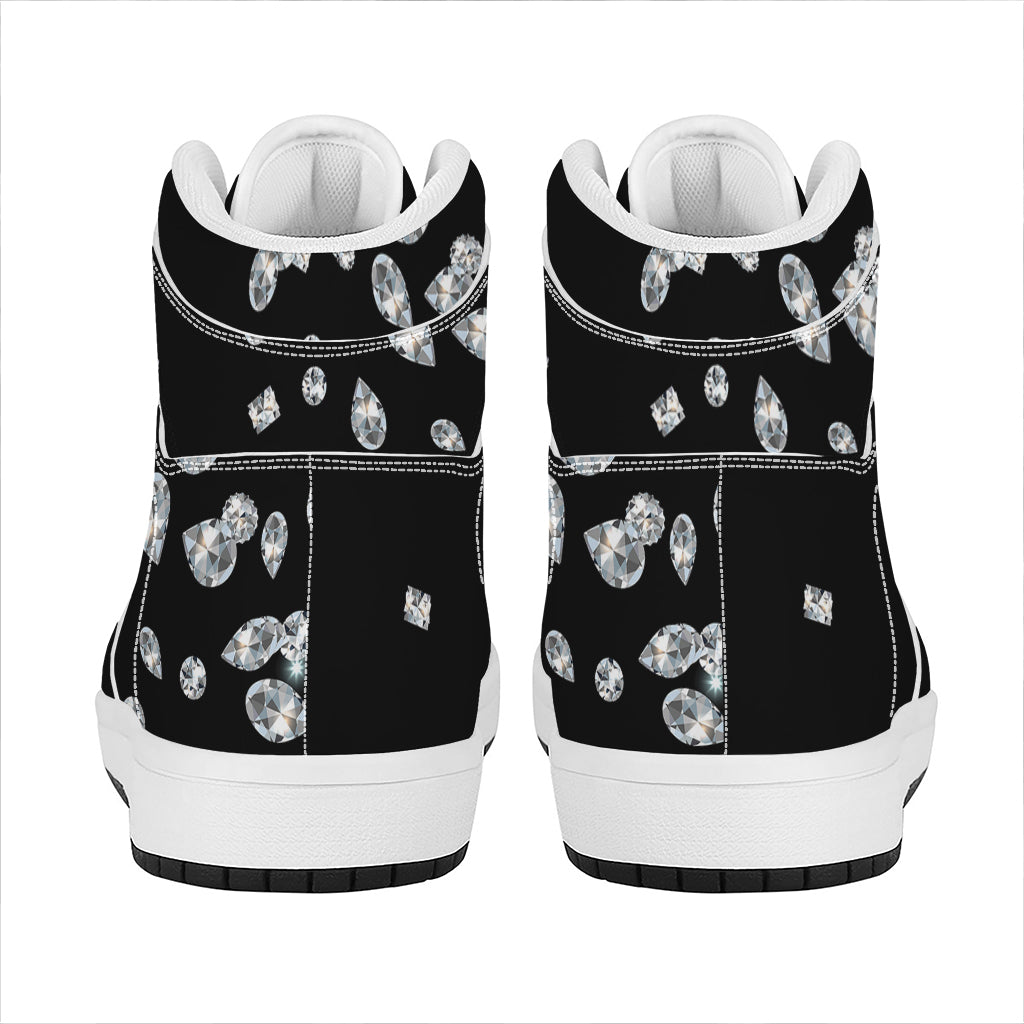 Diamond Gems Print High Top Leather Sneakers