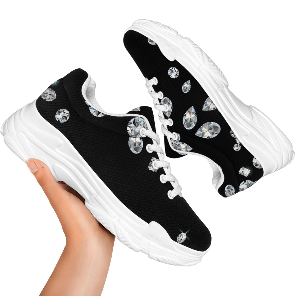 Diamond Gems Print White Chunky Shoes