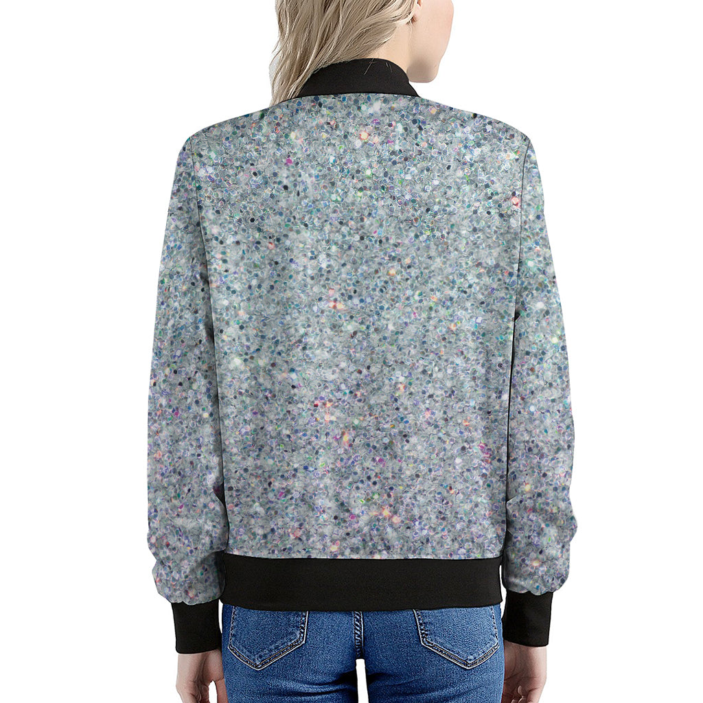 Diamond Glitter Artwork Print (NOT Real Glitter) Women's Bomber Jacket