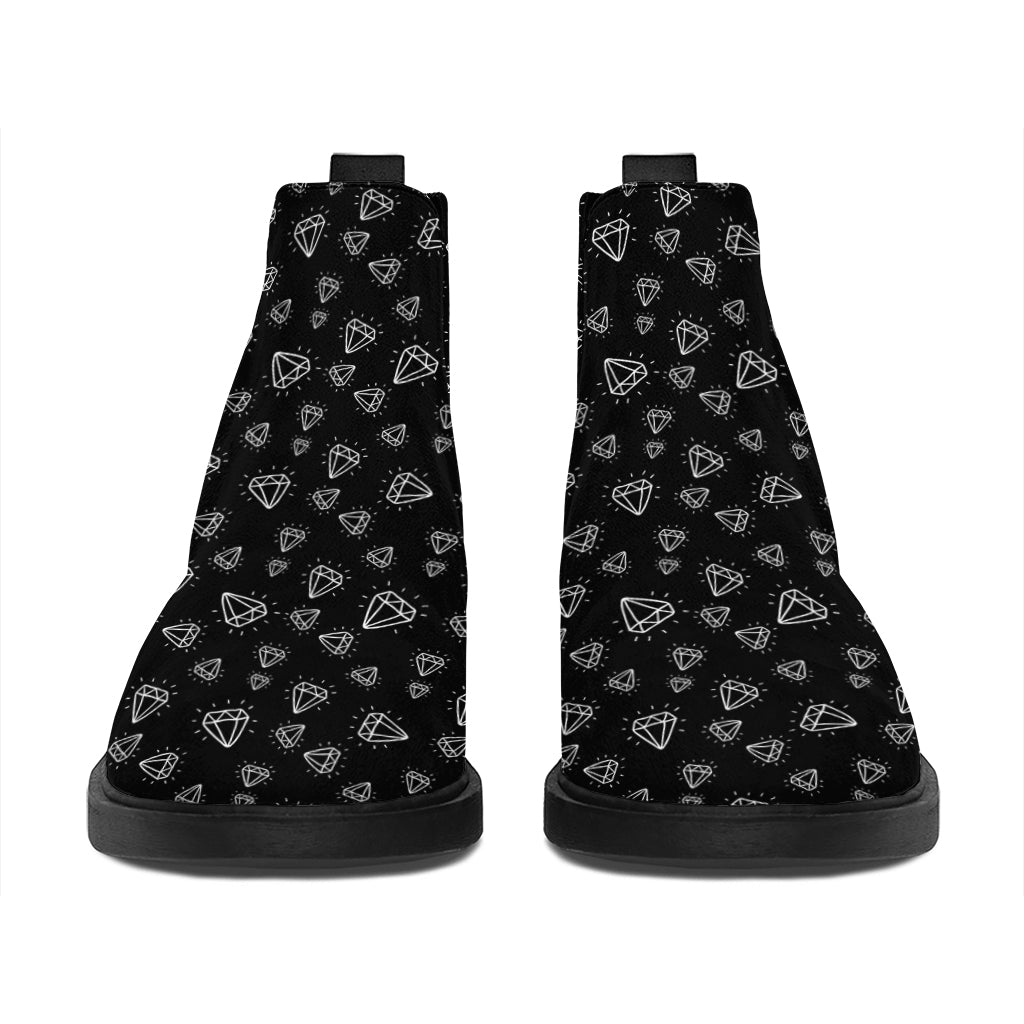 Diamond Pattern Print Flat Ankle Boots