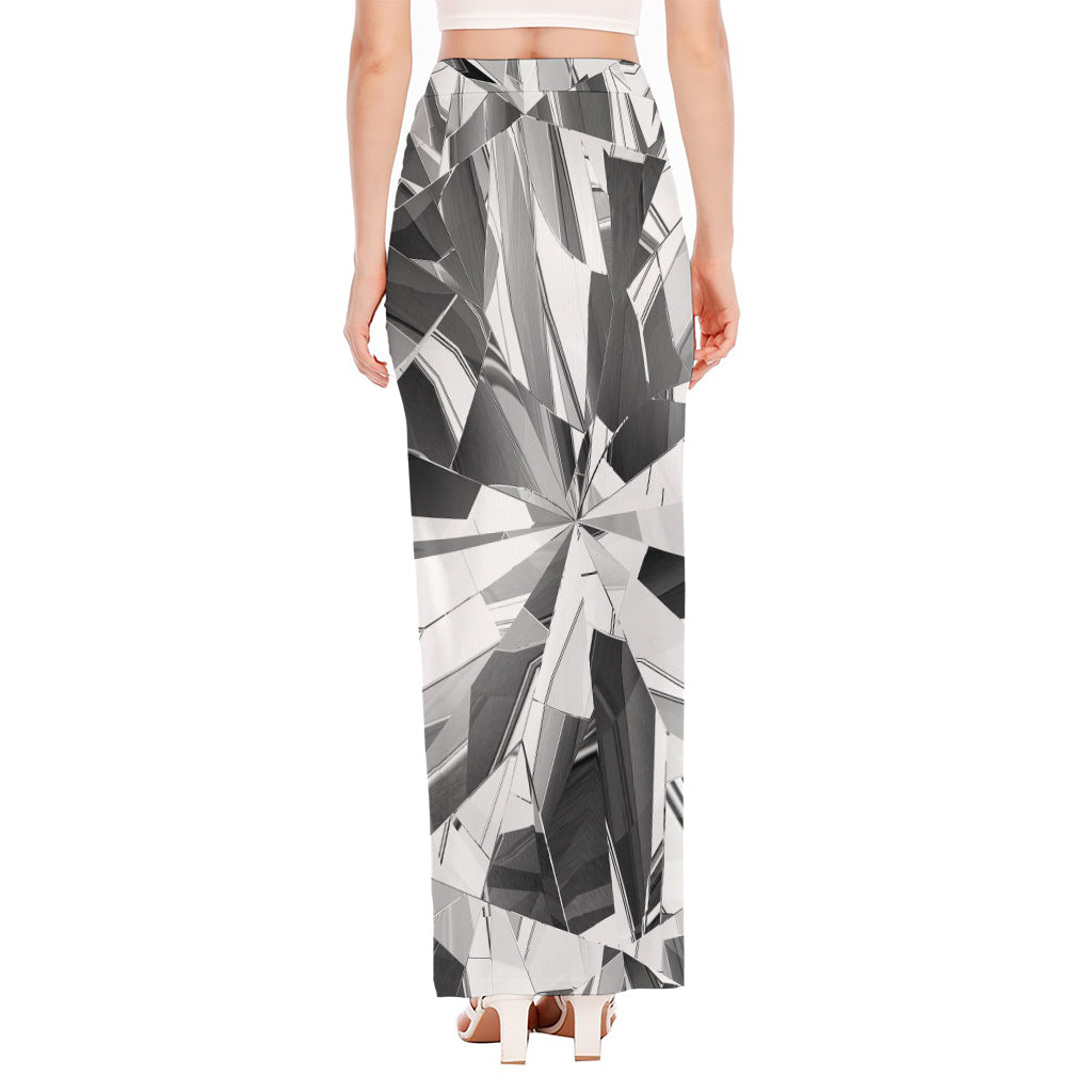 Diamond Print High Slit Maxi Skirt