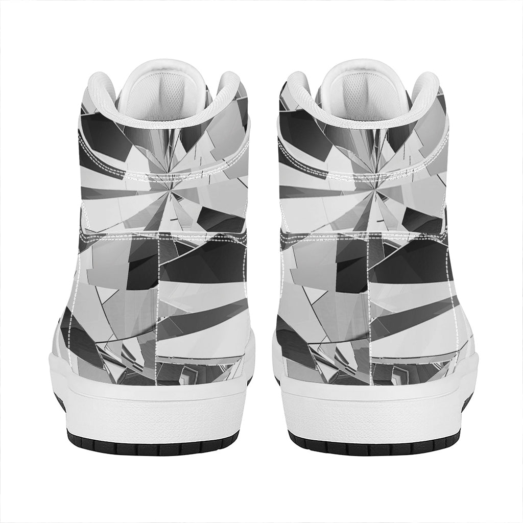 Diamond Print High Top Leather Sneakers