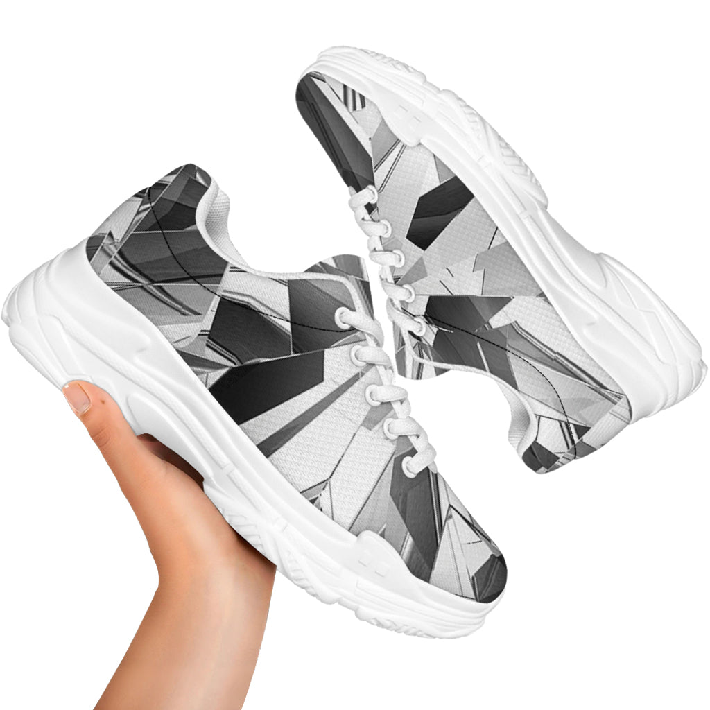 Diamond Print White Chunky Shoes