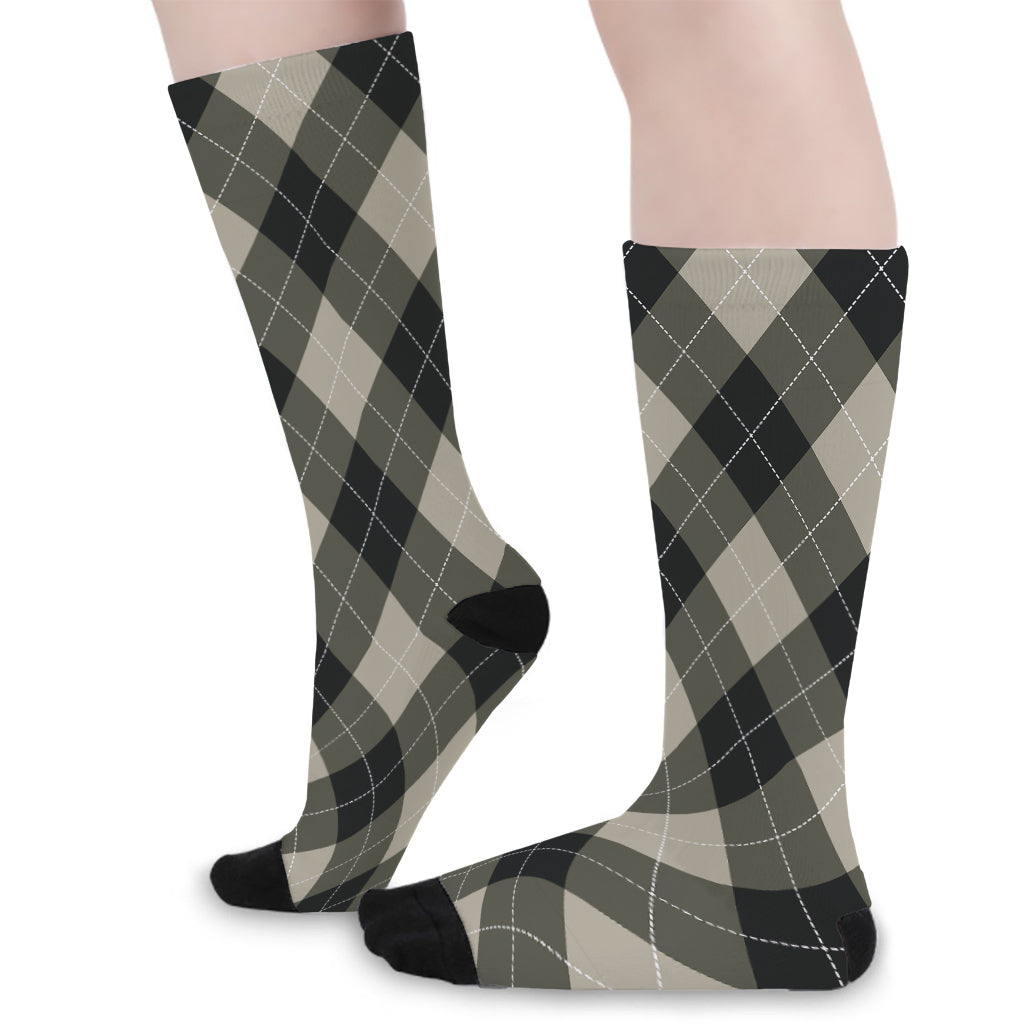 Diamond Shapes Argyle Pattern Print Long Socks