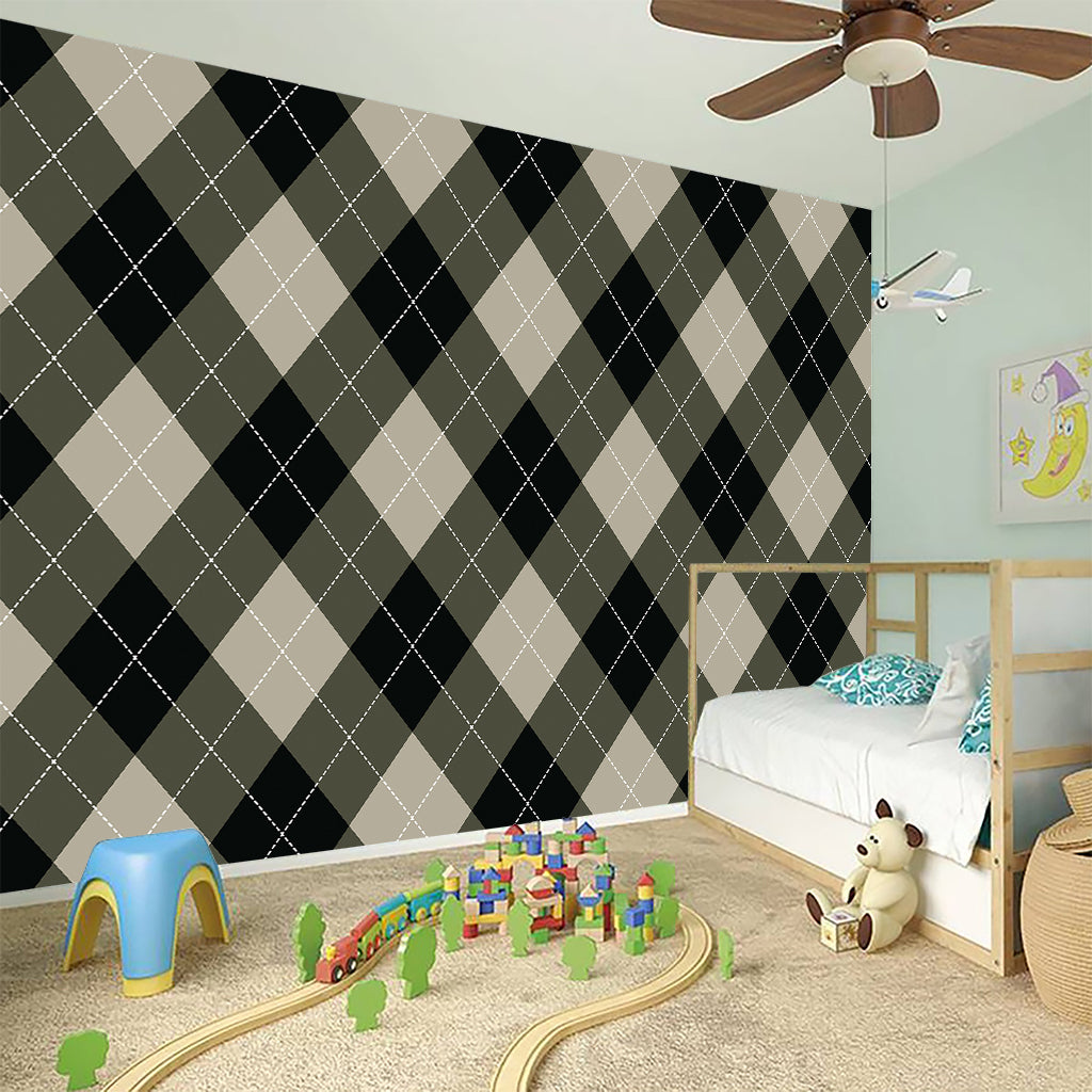 Diamond Shapes Argyle Pattern Print Wall Sticker