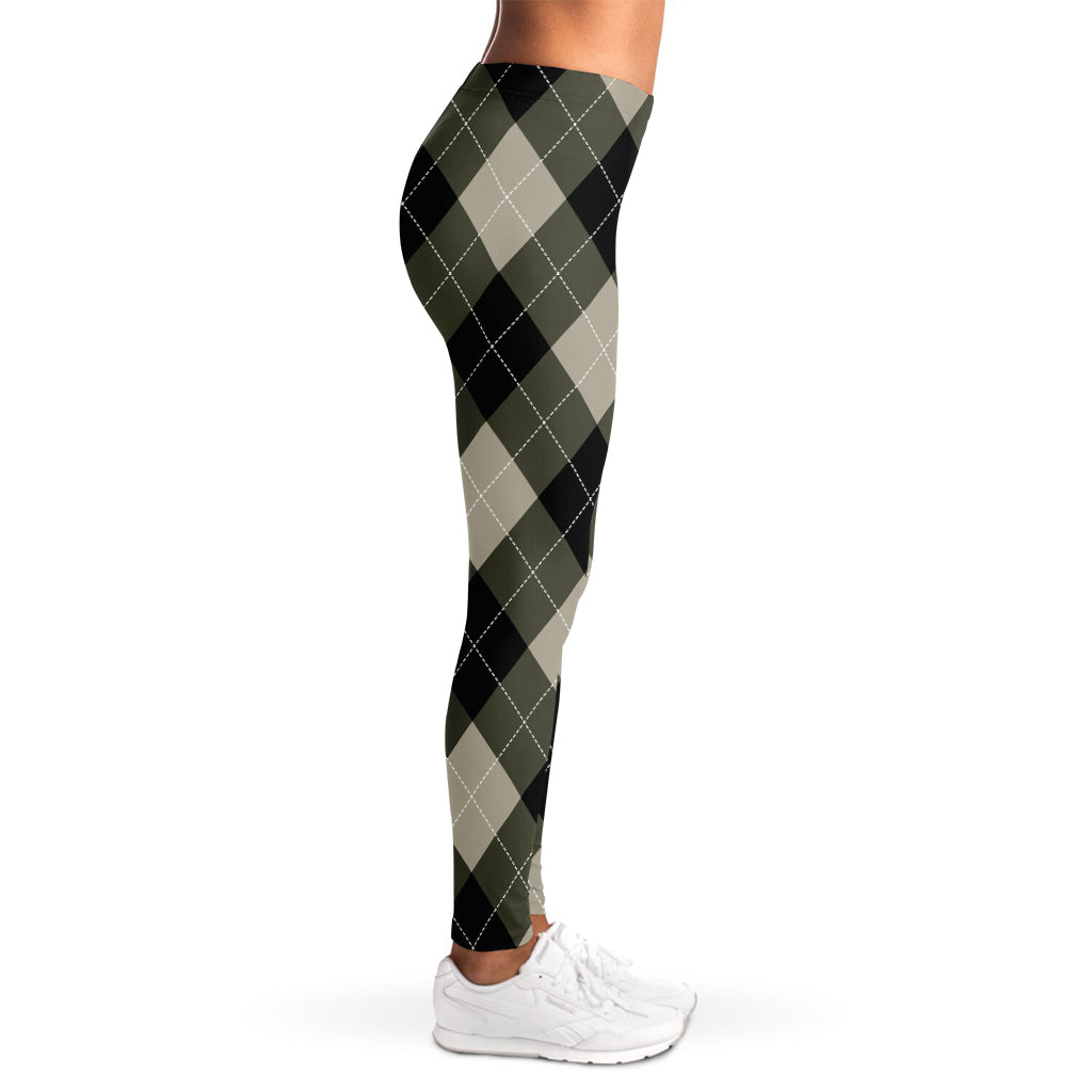 Diamond Shapes Argyle Pattern Print Women's Leggings