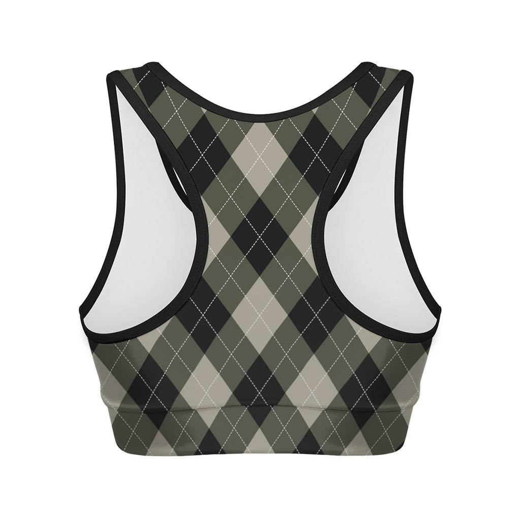 Diamond Shapes Argyle Pattern Print Women's Sports Bra