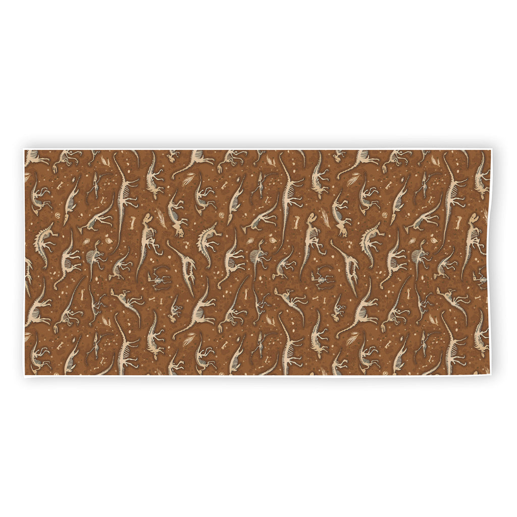 Dino Skeleton Fossil Pattern Print Beach Towel