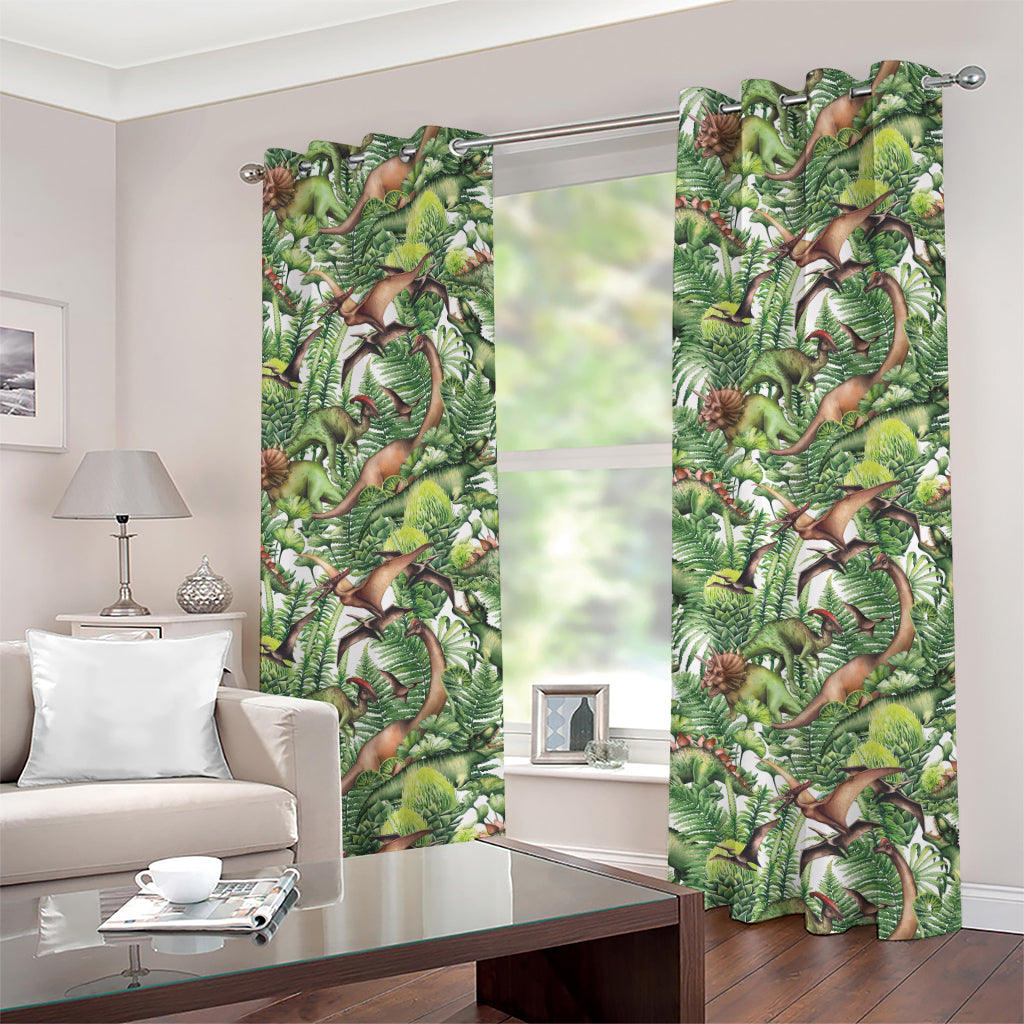 Dinosaur And Prehistoric Plants Print Grommet Curtains