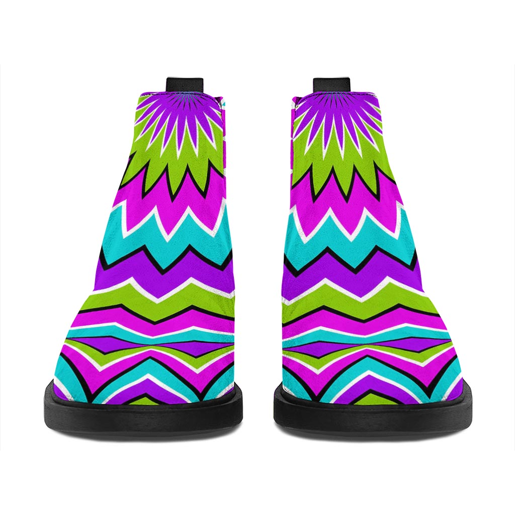 Dizzy Circle Moving Optical Illusion Flat Ankle Boots