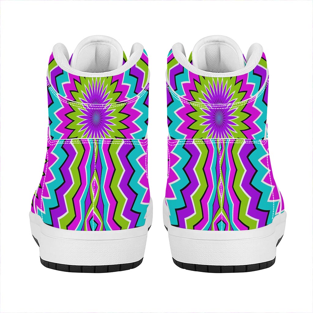 Dizzy Circle Moving Optical Illusion High Top Leather Sneakers