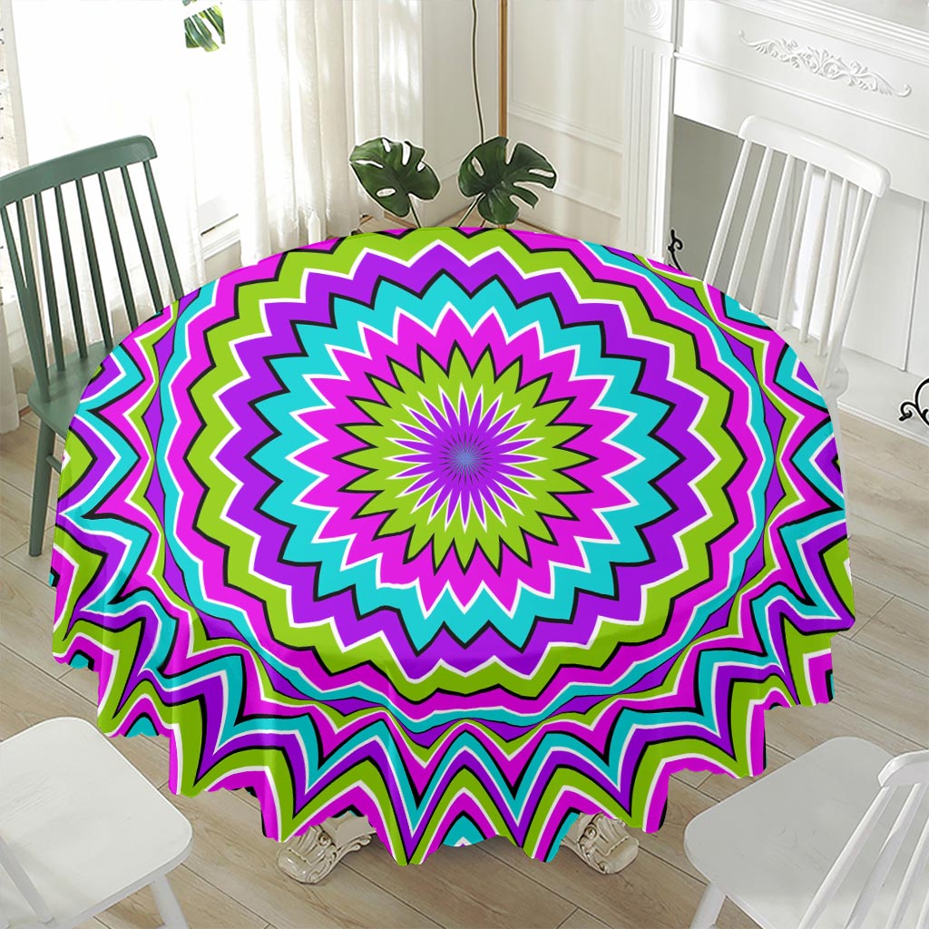 Dizzy Circle Moving Optical Illusion Waterproof Round Tablecloth